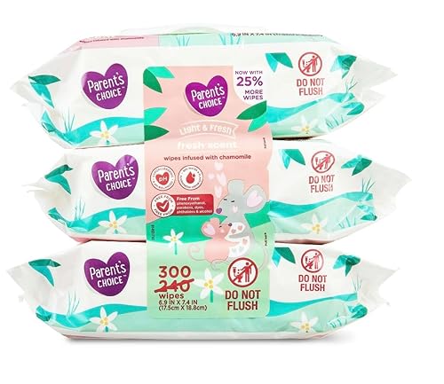 Parent's Choice Toallitas para bebé con aroma fresco, 300 unidades, 12 paquetes de color rosa, verde y blanco