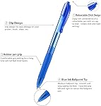 Aozora Stylos d'encre bleue en vrac 30 Stylos à bille rétractables, stylo à encre lisse et souple pour les fournitures de bureau de l'école de journalisme 1.0MM