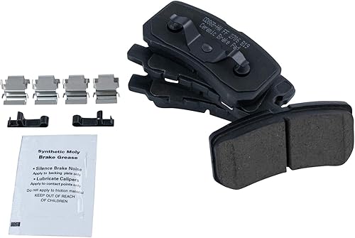 Miniatura 3 de TRQ Kit de pastillas de freno delanteras y traseras y rotores Kit de productos químicos de freno, pastillas de freno de cerámica compatible con