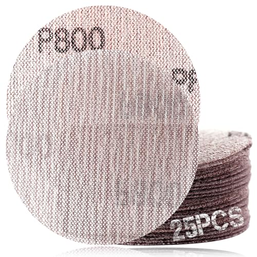 SPEEDWOX 3-Inch 800 Grit Mesh Abrasive Dust Free Sanding Discs, Virtually Dust-Free, Box of 25 Discs