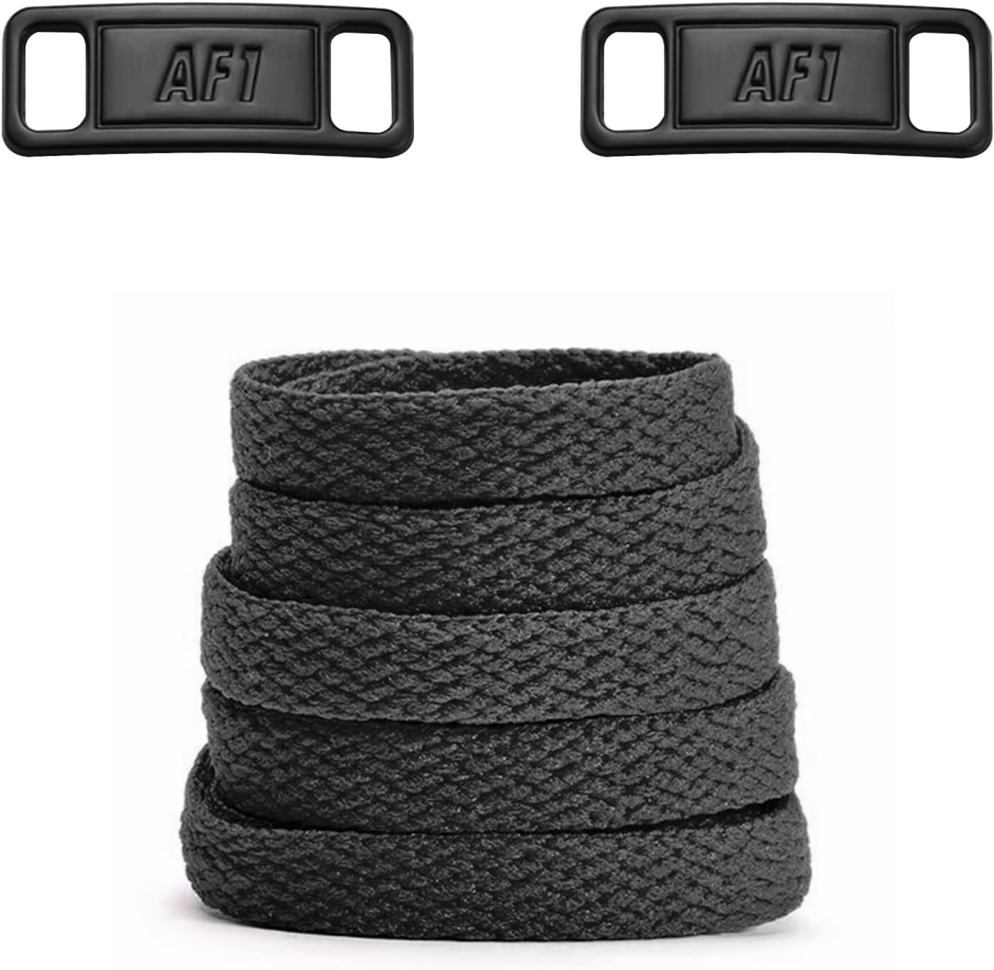Flat Athletic Shoelaces for Air Force 1, with 1 Pair Shoe Lace Mental Tag Charms for AF1 Sneaker