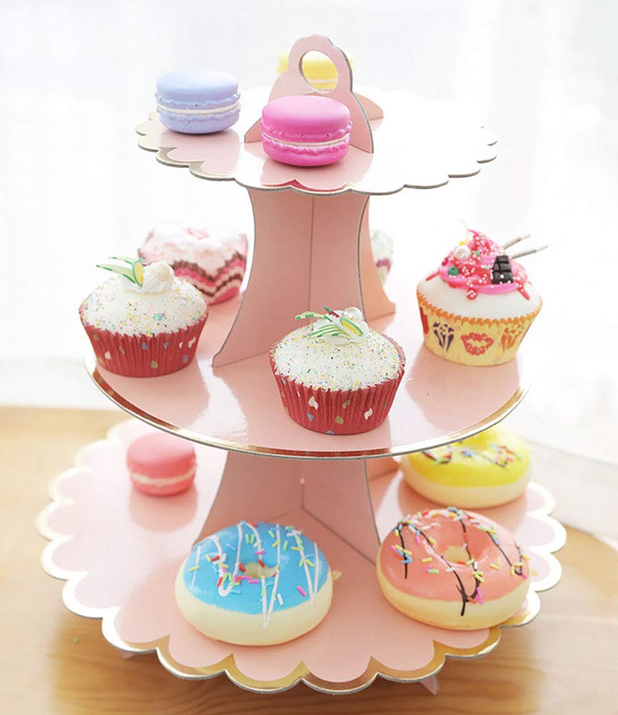 Amazon | 3段 丸型 段ボール製 カップケーキスタンド 折りたたみ式