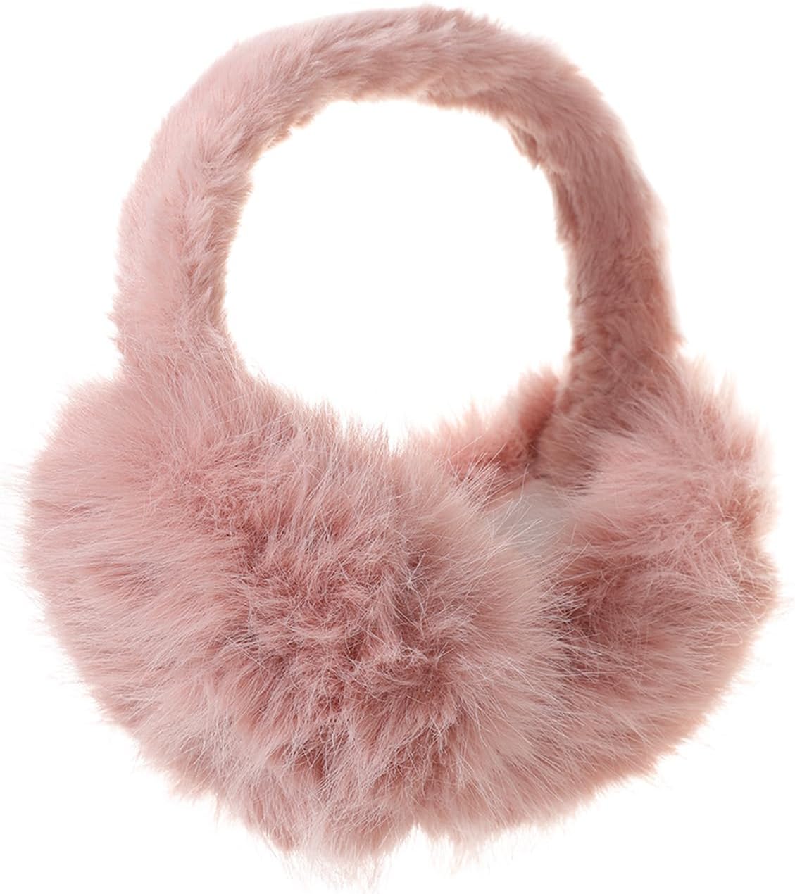 GOKTOW Womens Winter Fuzzy Earmuffs - Foldable Soft Faux Fur Ear Warmers,Cute Ear Covers for Skiing Skating Hiking
