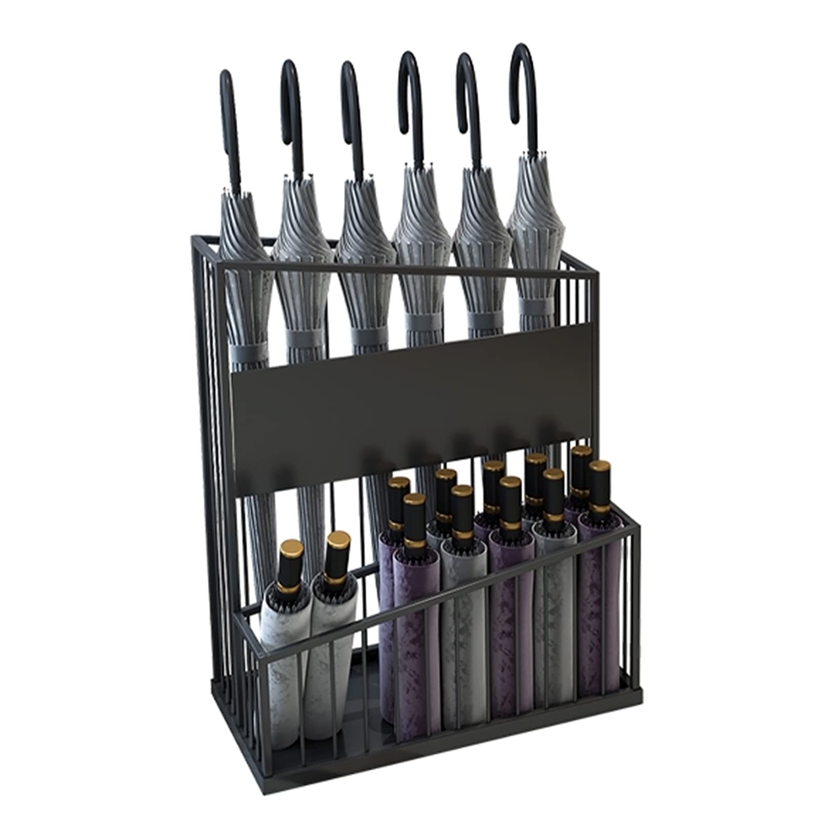 XDLEDMKIZ Umbrella Stand Umbrella Racks Black Metal Umbrella Holder, Large-capacity Commercial Umbrella Holder For Hotel Offices, Entrance Umbrella Organizer - 12-34 Umbrellas