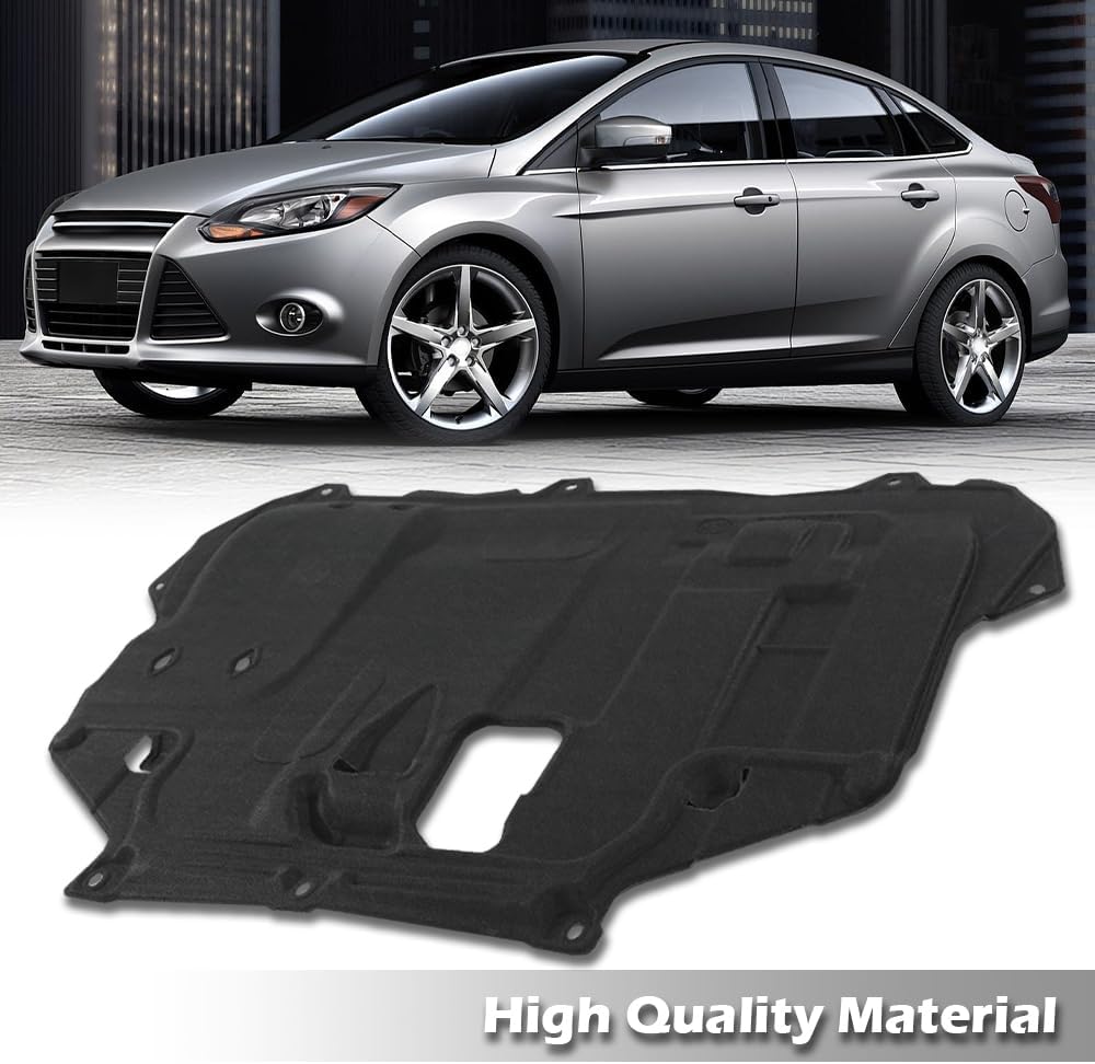 G-PLUS Engine Splash Shield Under Cover Compatible with Ford Focus 2012-2018 Fit Ford C-Max 2013-2018 Fit Ford Transit Connect 2014-2017 Black Engine Splash Guard