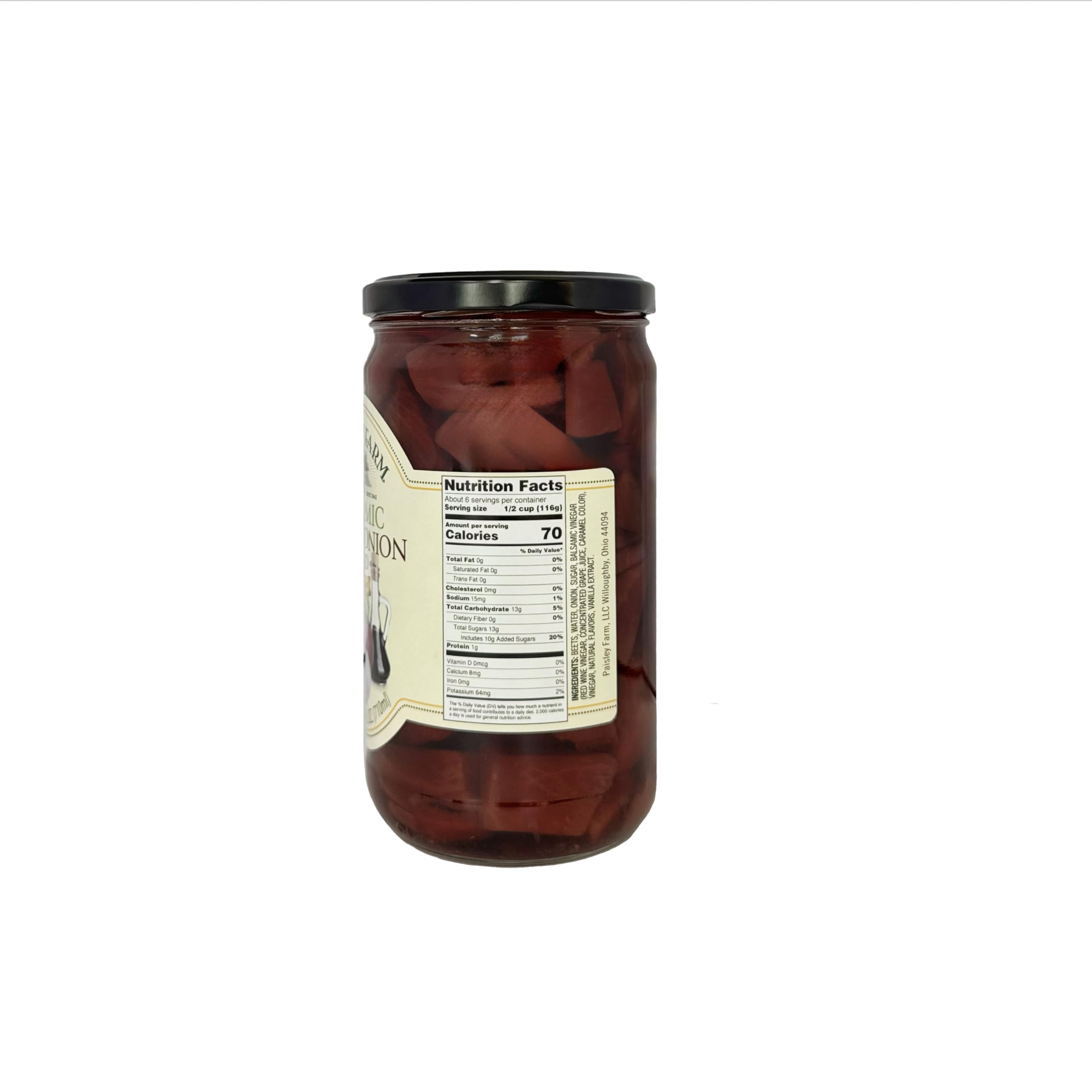 Paisley Farm Balsamic Beets & Onion Salad 6-Pack – Sweet & Tangy Pickled Beets with Onions in Balsamic Vinegar – Ready-to-Serve Gourmet Side Dish – 24 oz Jars