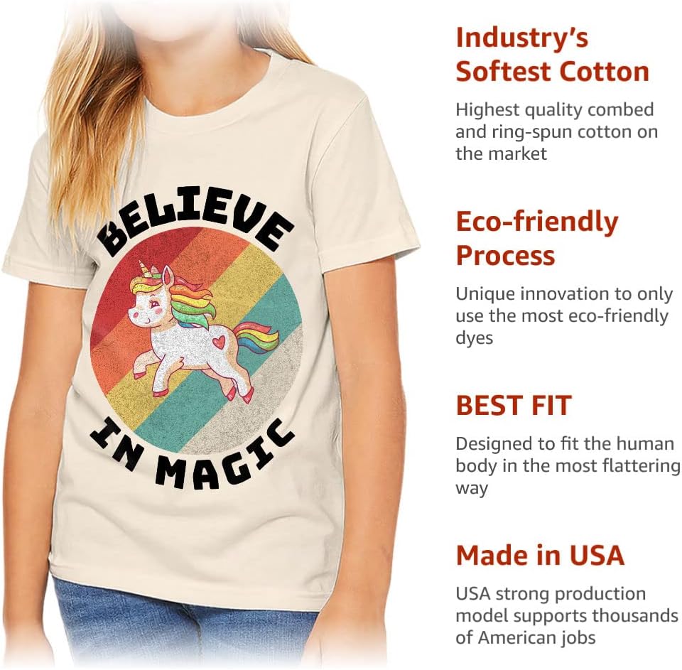 Believe in Magic Kids' T-Shirt - Retro T-Shirt - Unicorn Tee Shirt for Kids