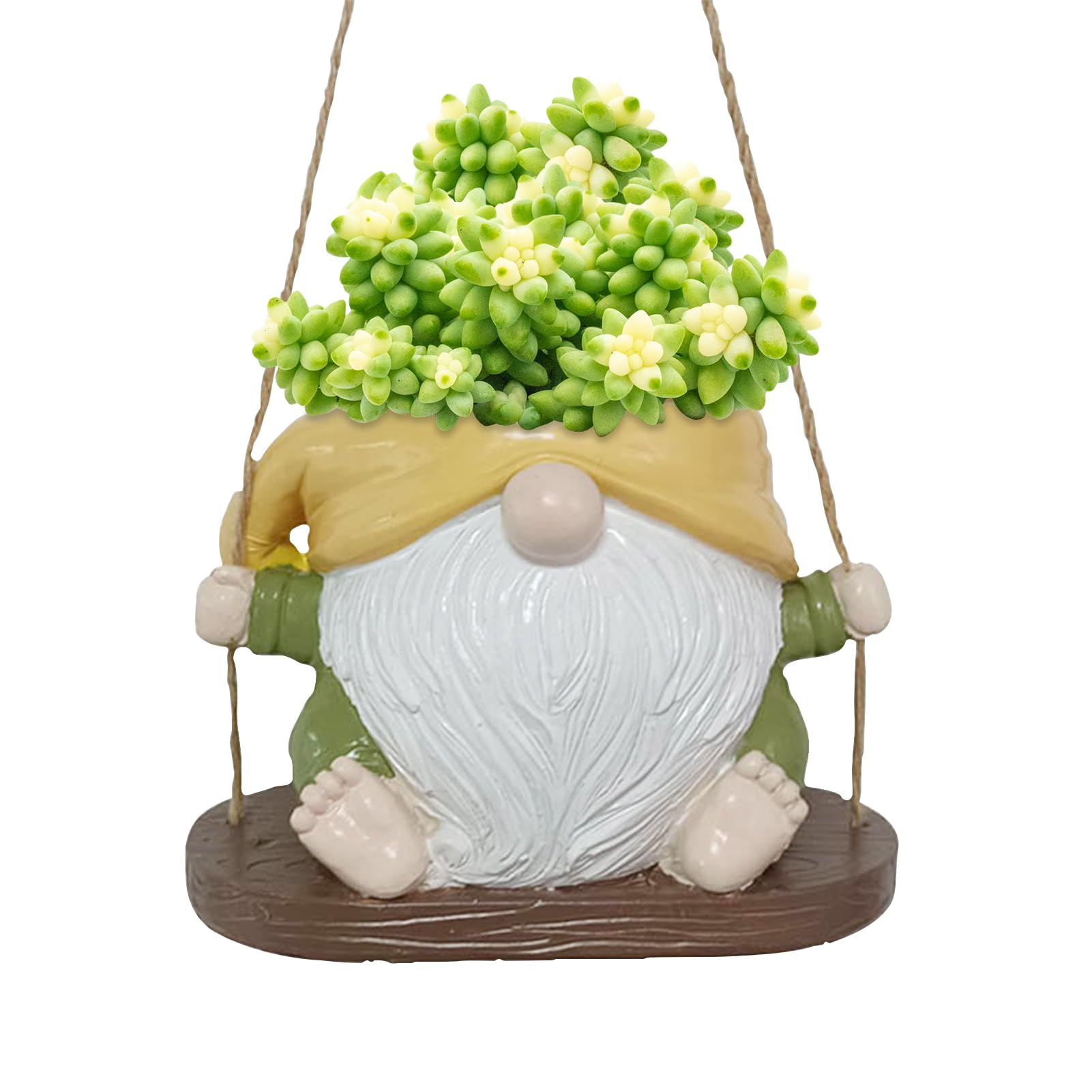 Vaso Sospeso A Forma Di Altalena Con Faccina Sorridente: Fioriera In Resina Per Piante Grasse, Da Interno Ed Esterno - 5