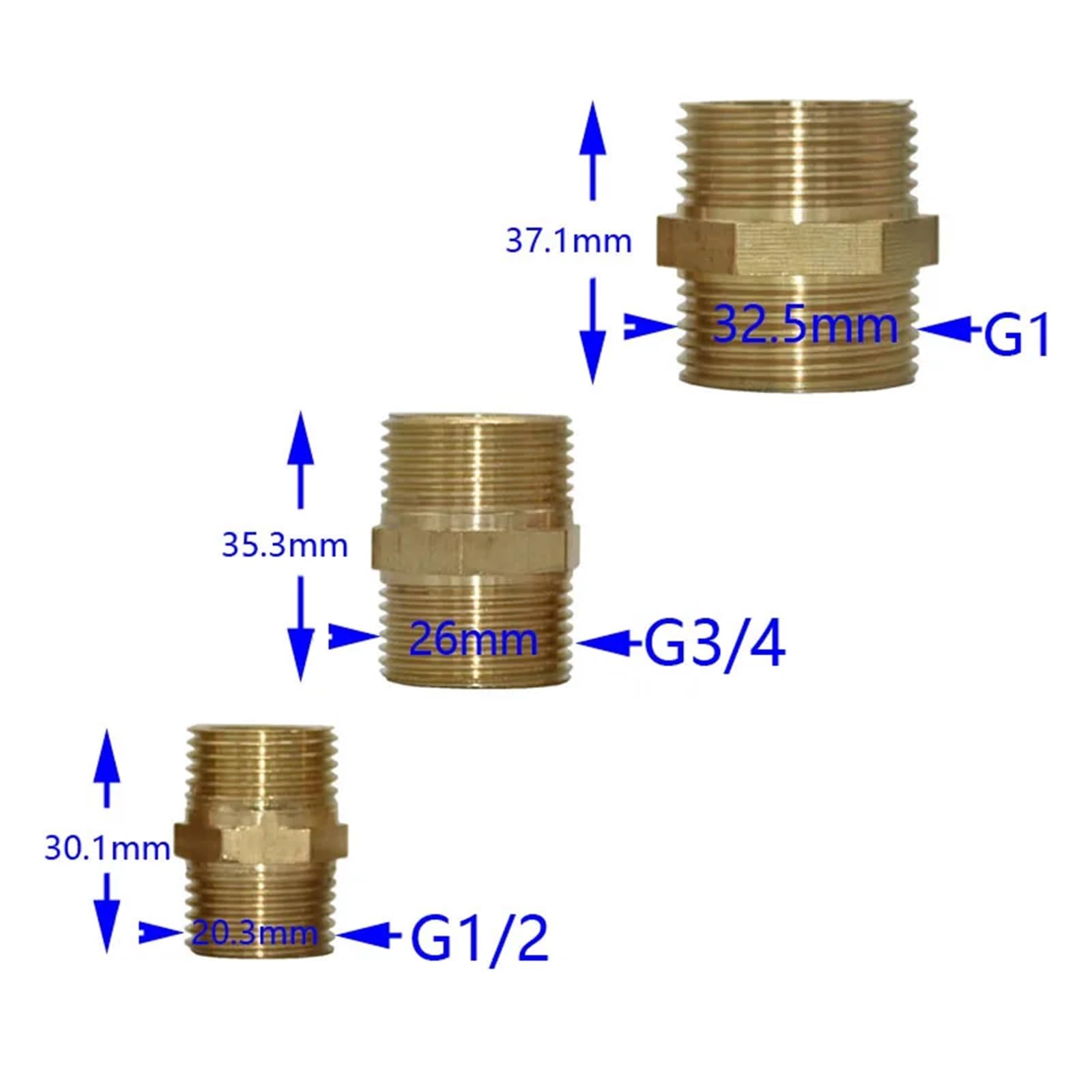 2pcs 1/2" 3/4" 1" Male Brass Threaded Connector Hose Repair 2-Way Hose Tap Fittings Garden Water Tap Connector(G3I4)