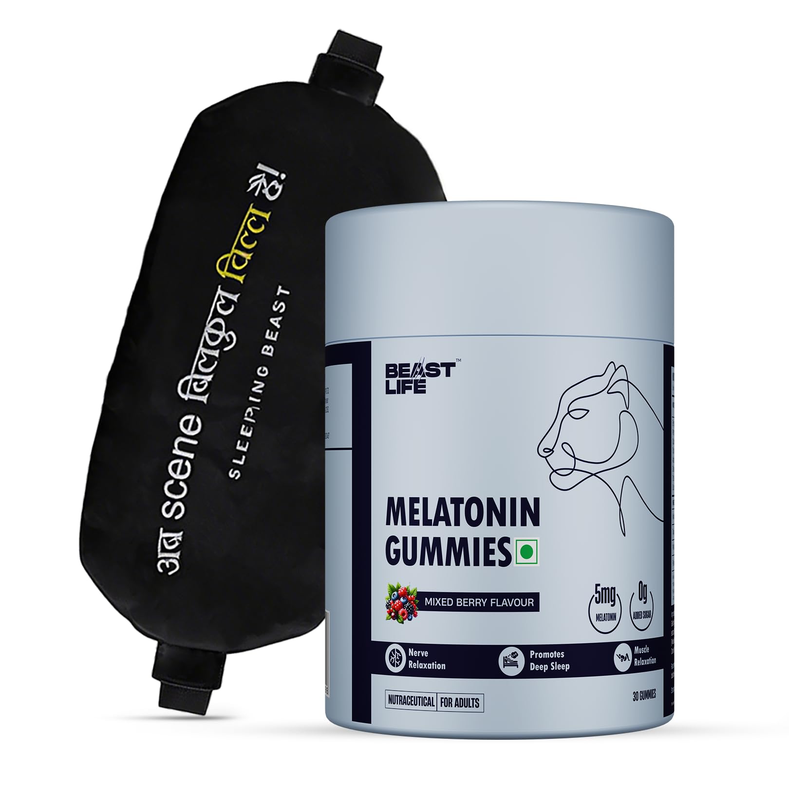 BeastLife Melatonin Gummies 5mg with Eye Mask | Valeriana wallichii, Chamomile, Passiflora | Mixed Berry Flavor | Sleep Support Supplement for Deep Sleep, Natural Sleeping Aid, Non-Habit Forming Night Rest Formula | Relieves Stress & Anxiety | Enhances Relaxation & Focus | 30 Gummies-picture-48