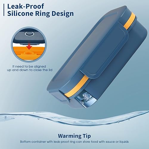 Miniatura 4 de Lonchera Bento Box de 68 onzas para adultos y niños, lonchera japonesa apilable con 8 compartimentos, caja a prueba de fugas con juego de cubiertos,