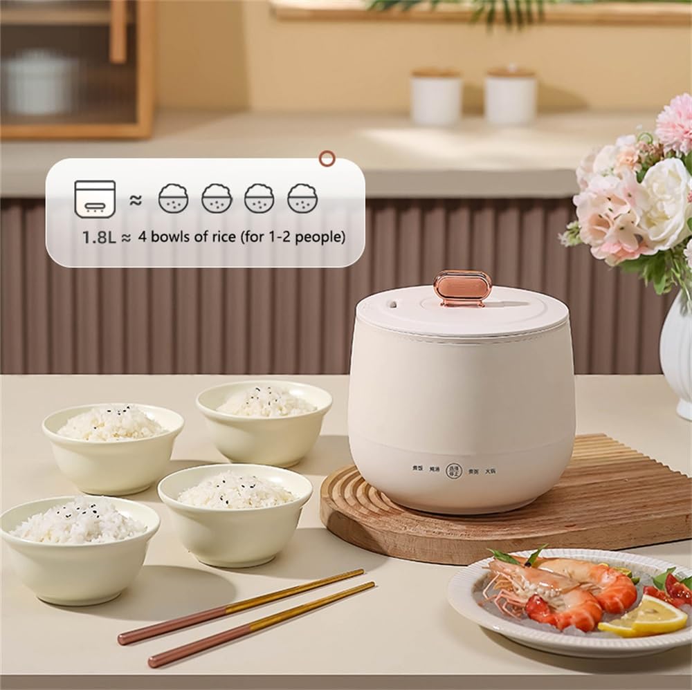 ZHANGMIN Mini Arrocera De 1,8 litros, Arrocera Eléctrica con Olla De Cerámica Antiadherente, Funcionamiento con Un Solo Toque, Perfecta For 1-2 Personas, 220-240V