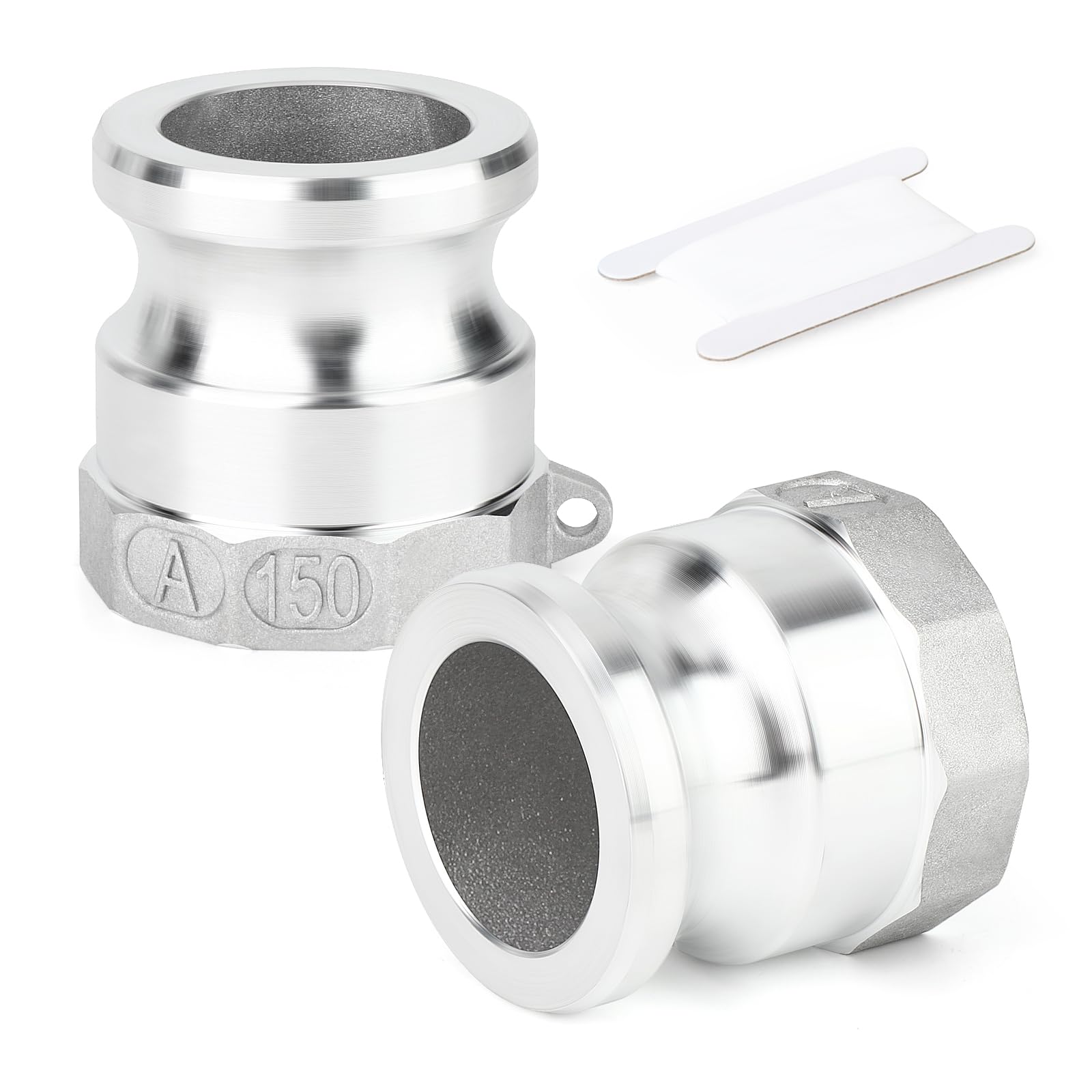 TAISHER 2PCS Global Type A Aluminum Cam & Groove Hose Fittings，1-1/2" Plug x 1-1/2" NPT Female Thread Camlock Fittings