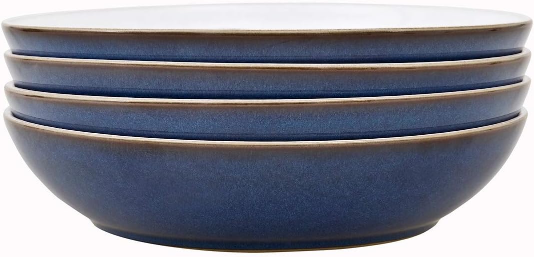 Denby 1044044 Imperial Blue 4 Piece Pasta Bowl Set, Stone, 9.5 x 23 x