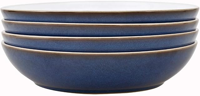 Denby 1044044 Imperial Blue 4 Piece Pasta Bowl Set, Stone, 9.5 x 23 x 23 cm