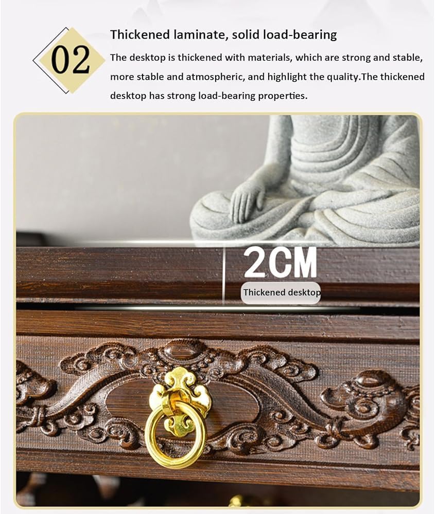 Wall-Mounted Small Altar Table – Meditation & Puja Table, Buddha Pedestal for Incense, Offerings, and Spiritual Rituals, Ideal for Home or Buddhist/Witchcraft Altars(Size:40 * 30 * 20 cm)