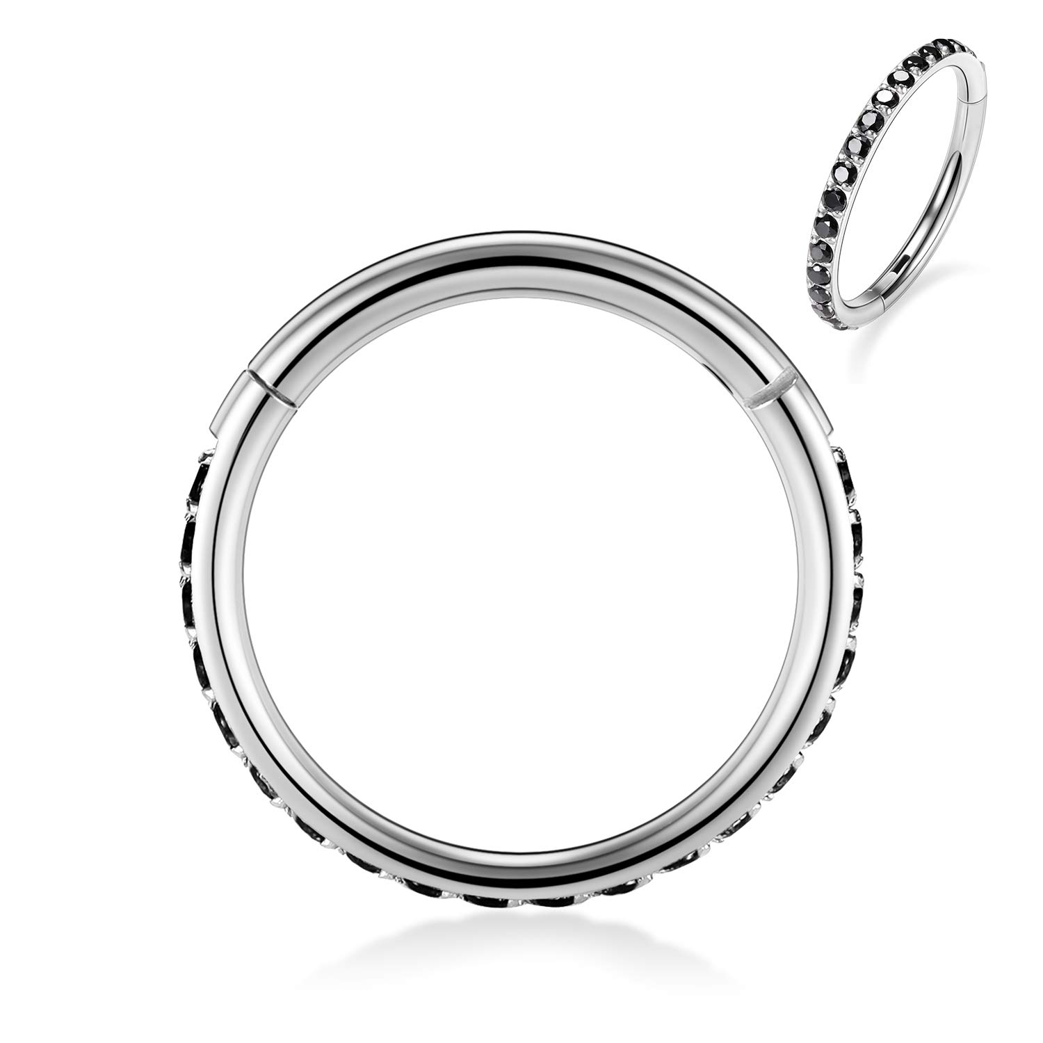hengkaixuan CZ/Opal Nose Rings Conch Jewellery Septum Clicker 316L Surgical Steel Segment Ring Helix Cartilage Earrings Hoop Daith Tragus Rook Piercing Jewellery — view 36