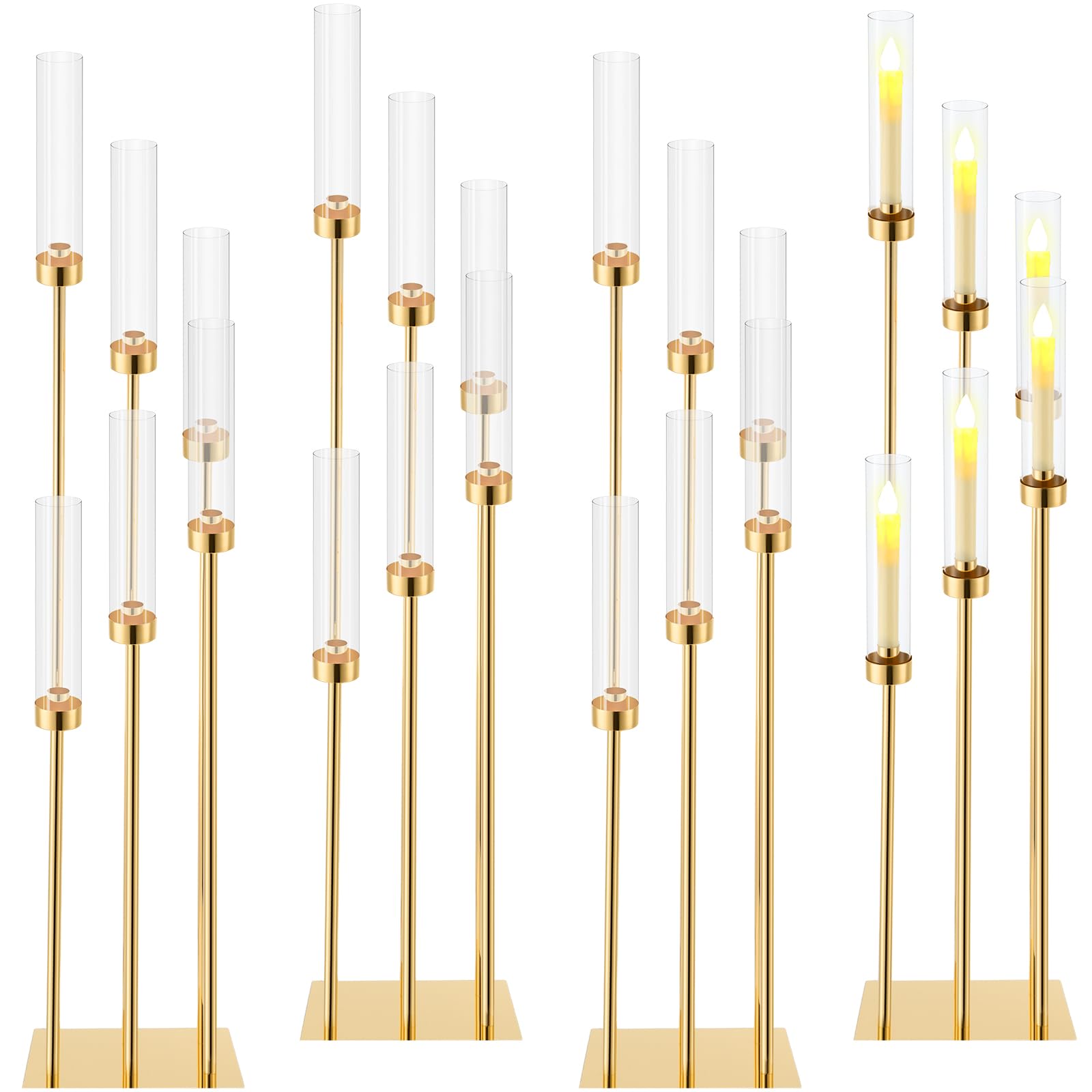 Photo 1 of ***MISING PARTS***
Tessco 4 Pcs 6 Arm Wedding Gold Candelabra Table Centerpiece 46.5" Floor Candle Holder Metal Tall Candlestick Acrylic Shade Pillar Taper Candle Stand for Easter Ceremony Dining Anniversary Party Decor