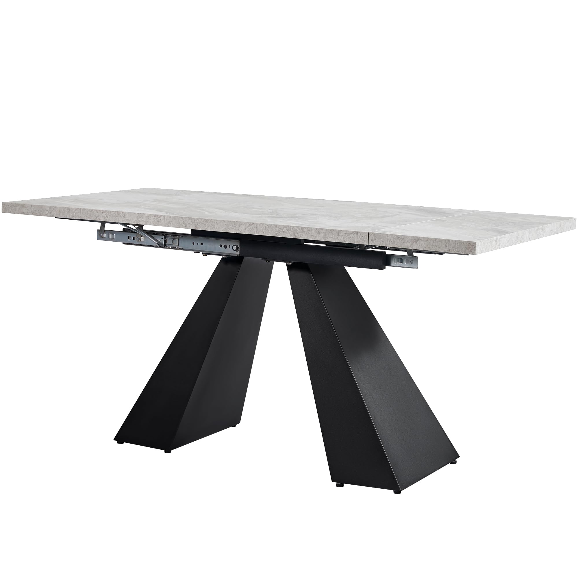 Mesa de comedor telescópica (99-159 x 74 cm), mesa de comedor extensible, mesa de cocina que ahorra espacio, amplia superficie de trabajo, diseño flexible, para oficina en casa y salón, mesa gris con