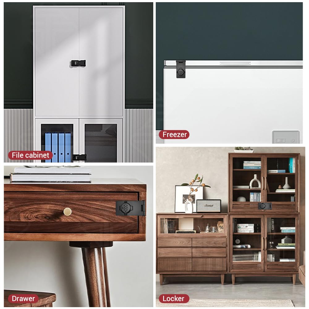 Serrure à Code pour Armoire, Loquet à Bouton de Passe de 4,5 Pouces, Cadenas à Combinaison Came à 3 Chiffres, avec 8 Vis pour Réfrigérateur, Tiroir, Placard, Chambre à Coucher