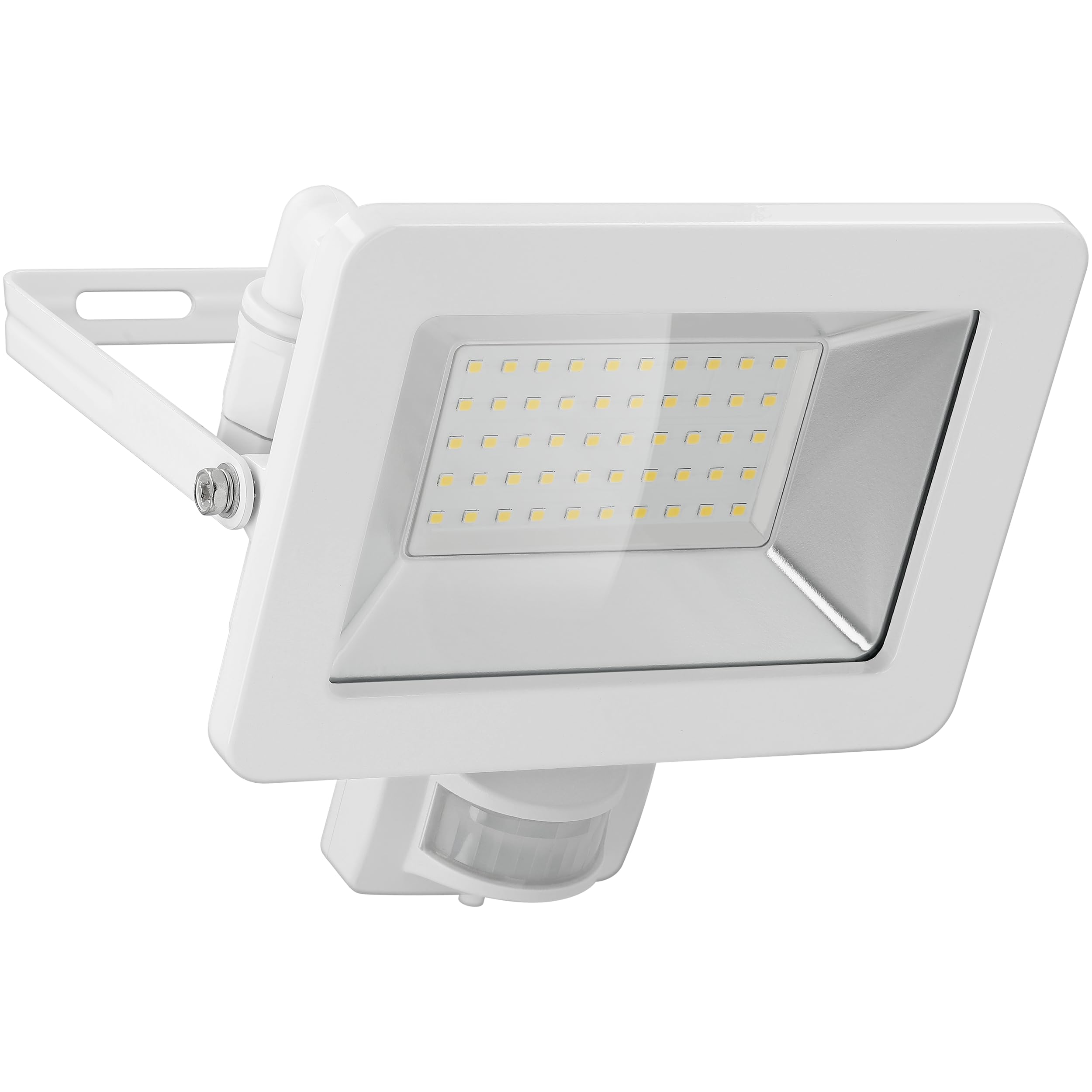 Goobay 53884 LED Floodlight with Motion Sensor - LED Spotlight with 50 W - Neutral White Light 4000 K - 4250 Lumen - Beam Angle 100 Degrees - IP65 Rated - White