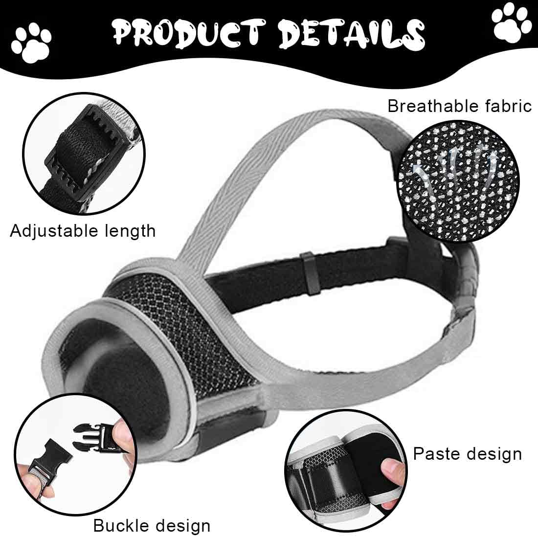 Museruola Cane, Museruola Addestramento per Cani a Maschera, Museruola Traspirante Cani Regolabile con Cinghie, Copertura per Cani di Piccola Media Taglia, S