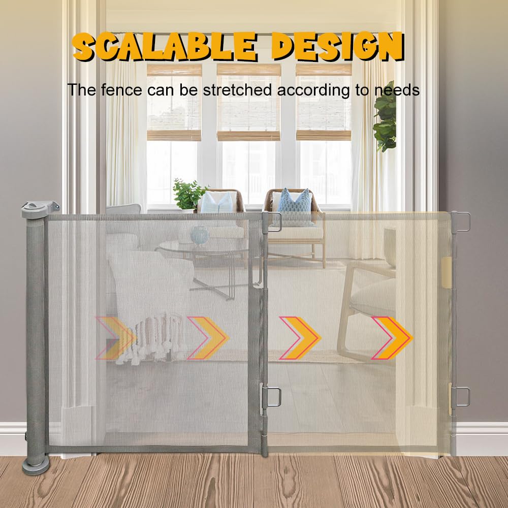 Barrera de seguridad retráctil, escalera para bebés infantiles, 0-180 cm, barrera retráctil infantil, barrera de seguridad enrollable para escaleras, corredor, interior y exterior