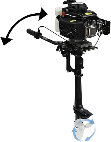 Miniatura 4 de Motor fuera de borda de 4 tiempos y 4 Hp, motor de barco de pesca inflable con sistema de refrigeración por aire, motor fuera de borda de motor de