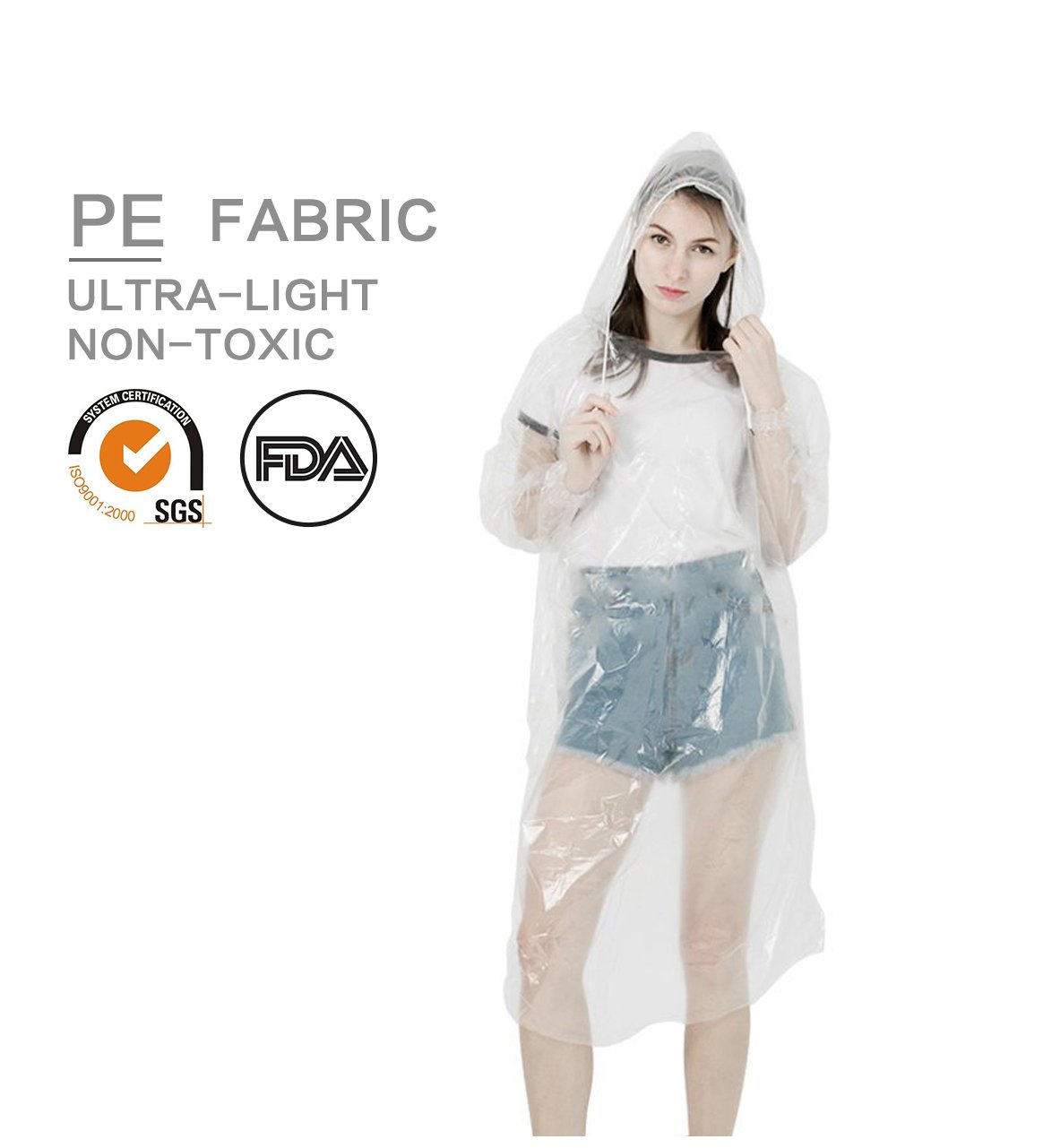 LEBEXY Poncho impermeable desechable con capucha, transparente, 5 unidades