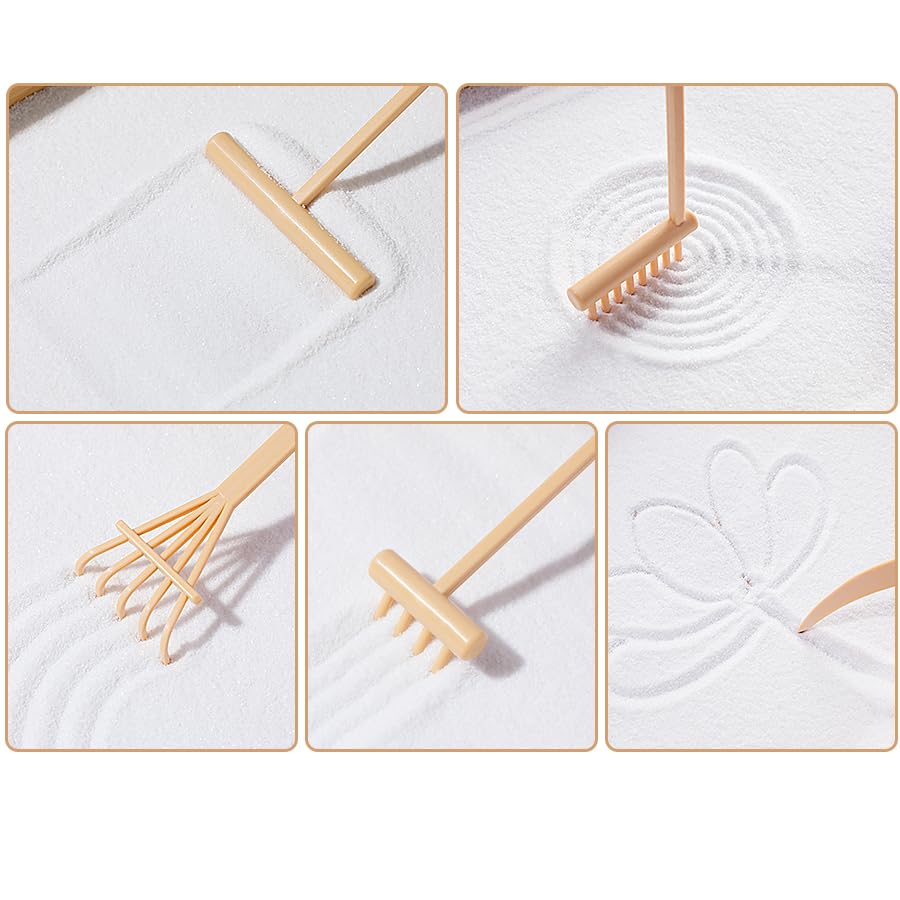 6pcs Mini Herramientas Rastrillo Zen para Jardín de Arena miniatura 3