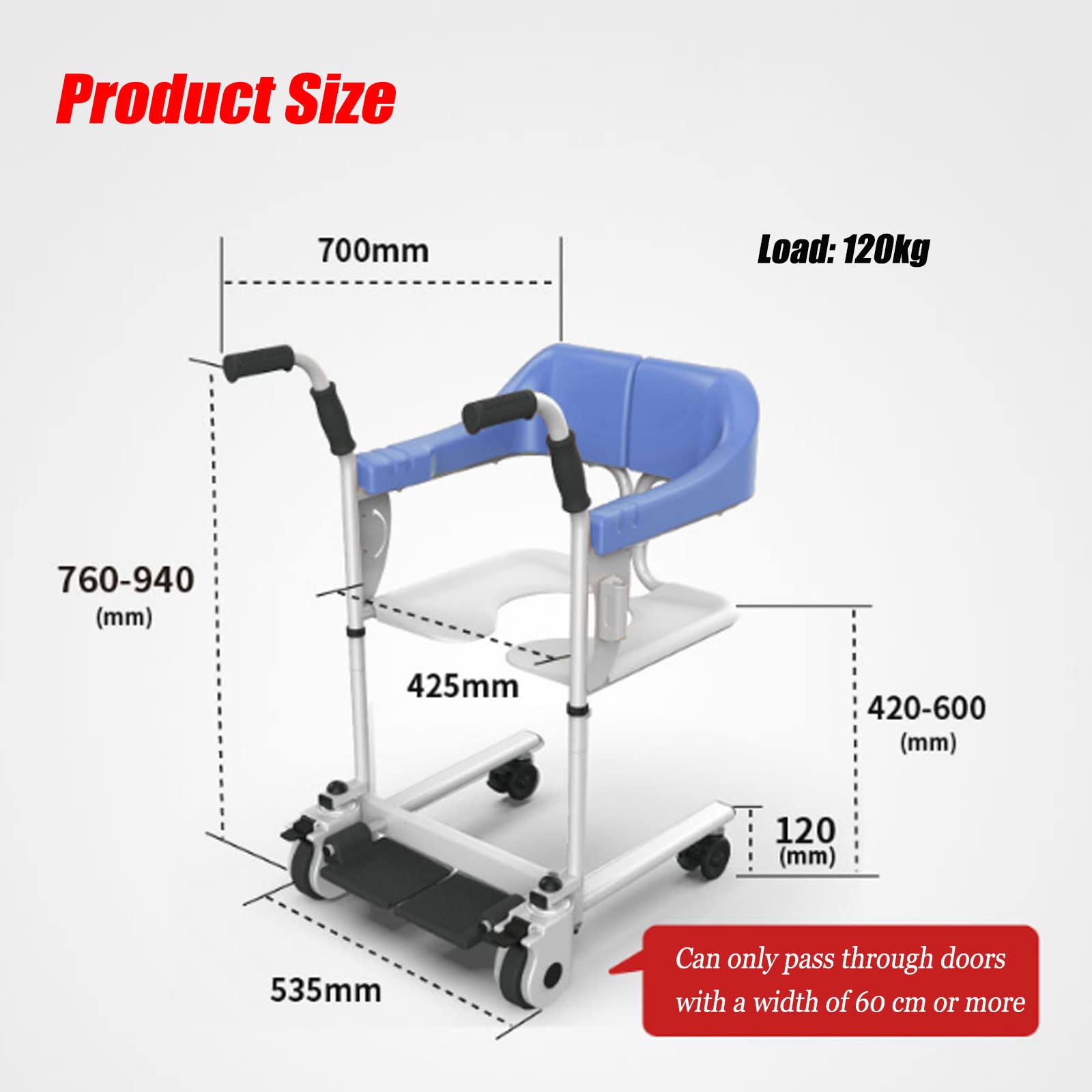 Imove - Silla de elevación y transferencia para pacientes, silla de ruedas multifuncional con ruedas e inodoro integrado, silla de ducha con ruedas para ancianos paralizados, personas con