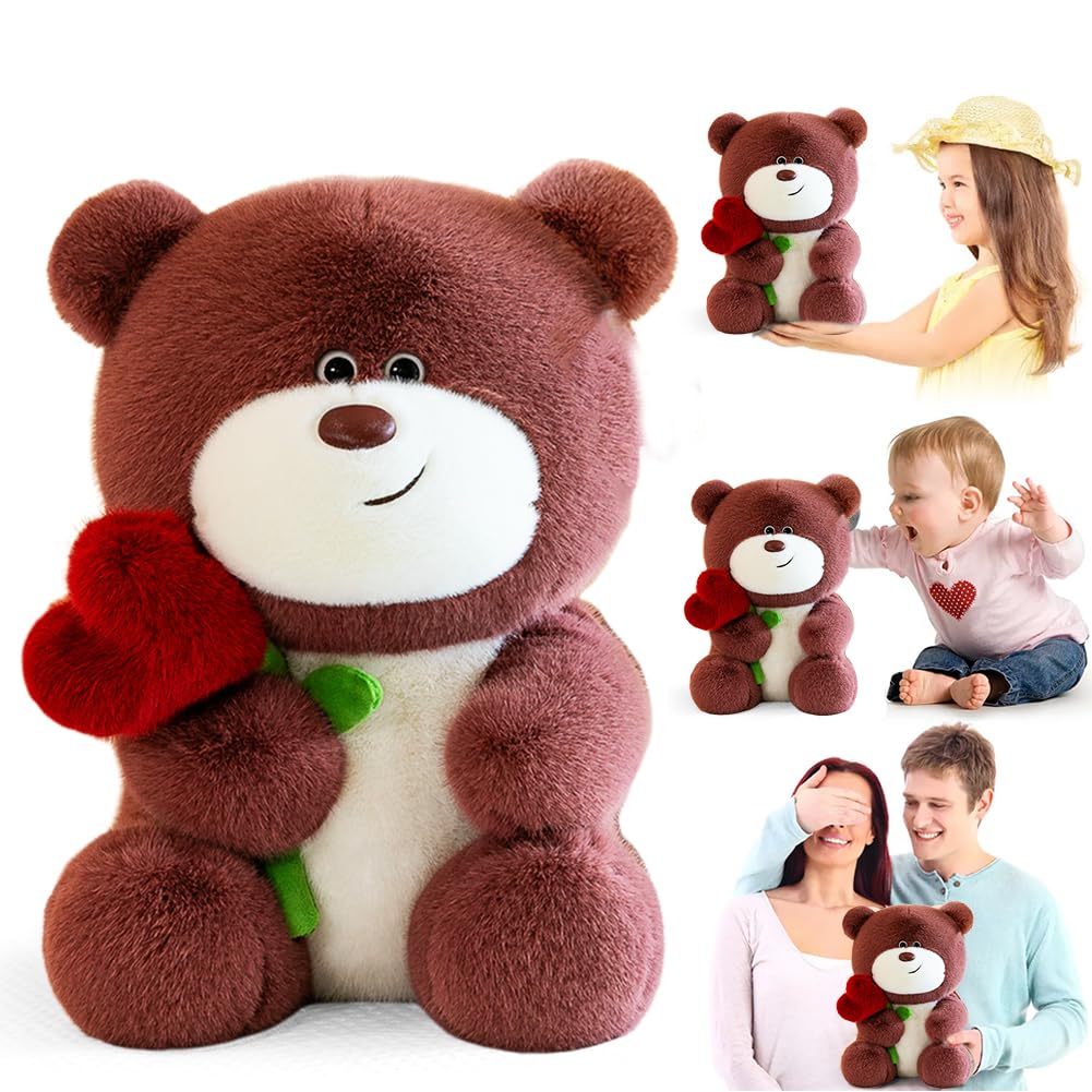 Oso de peluche con corazón rosa, 28 cm, oso de peluche, oso con amor, oso de peluche, juguete decorativo, peluche, regalo para niños, niñas, cumpleaños, día de San Valentín
