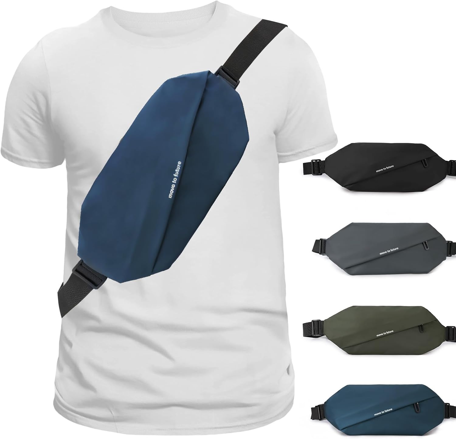 Fanny Pack for Men Women, Waterproof Waist Pack, Anti-Theft Sling Bag with Multiple Pockets, Crossbody Chest Bags for Travel, Gym, Hiking, Cycling