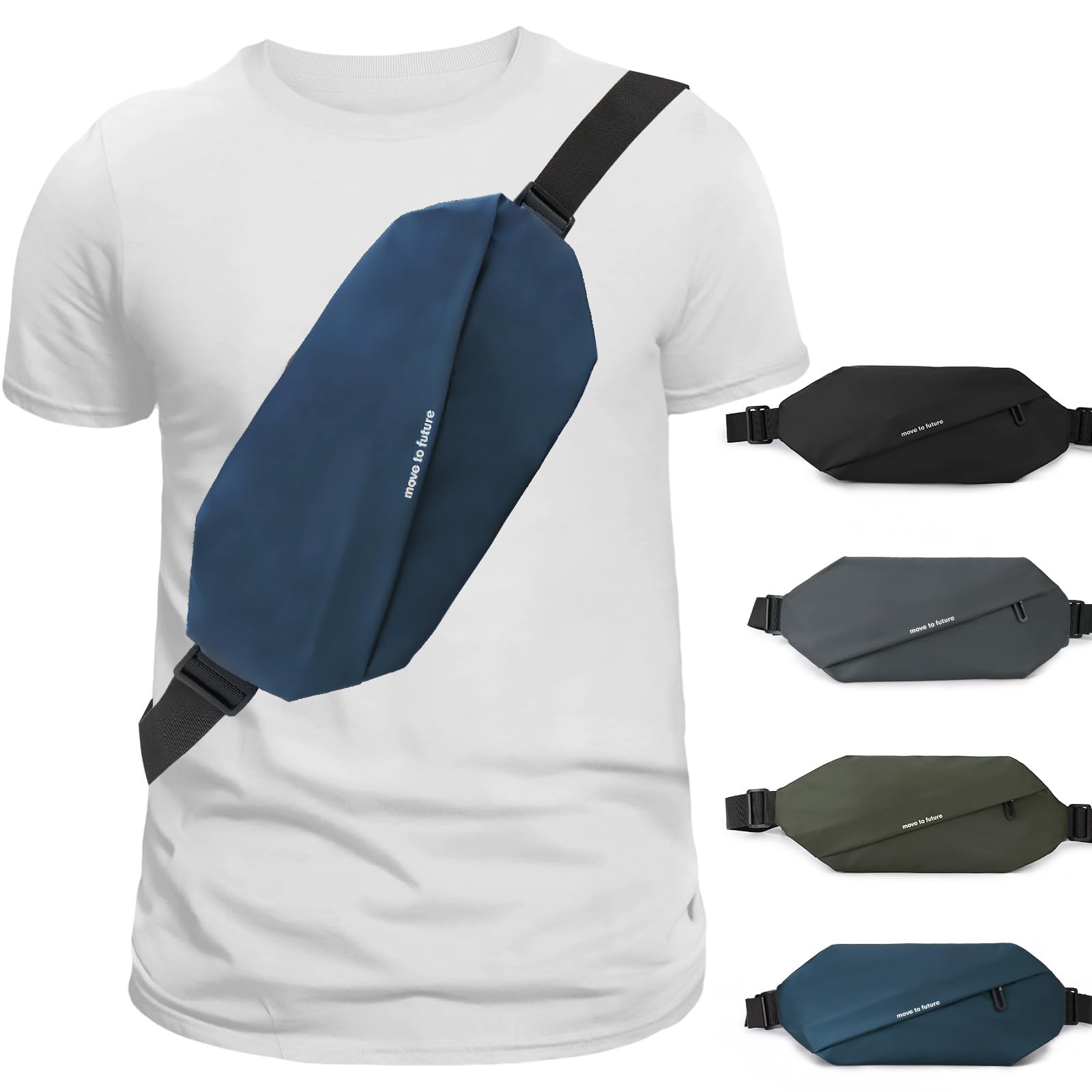 Fanny Pack for Men Women, Waterproof Waist Pack, Anti-Theft Sling Bag with Multiple Pockets, Crossbody Chest Bags for Travel, Gym, Hiking, Cycling
