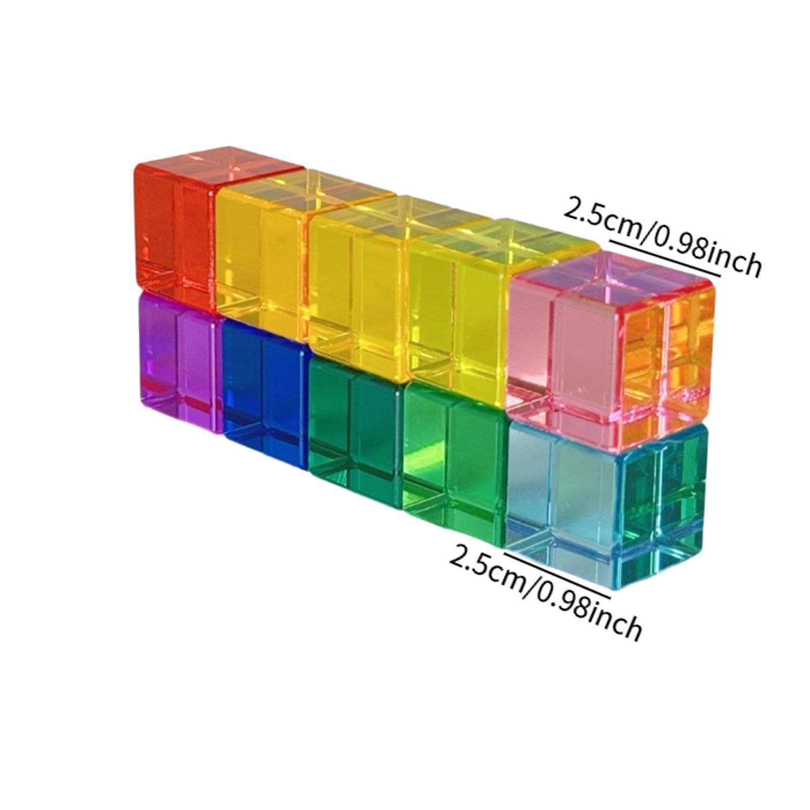 Juego de Bloques de Construcción, Juguetes Educativos, Cubos Acrílicos GEM, Bloques para Niños de 3 a 6 años, 20 Piezas