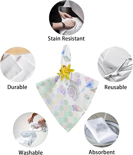 Miniatura 6 de Juego de 8 servilletas de cocina con temática de playa, reutilizables, lavables, servilletas de mesa para bodas, cócteles, fiestas, decoración de