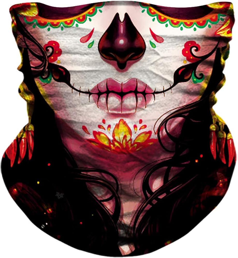 YOSUNPING Seamless Skull Skeleton Bone Neck Gaiter Neck Warmer Half Face Mask Bandana Tube Headband for Riding Cycling Bike Motorbike Motorcycle Hunting Hiking Fishing Camping #33