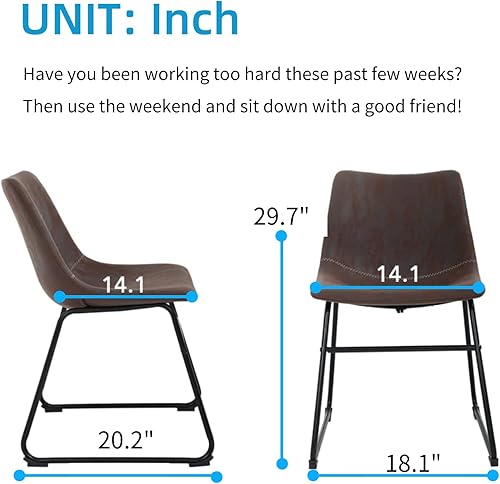 Miniatura 2 de Kitchen Island - Juego de 2 sillas retro de piel sintética con respaldo y reposapiés, taburetes industriales vintage sin brazos para comedor,
