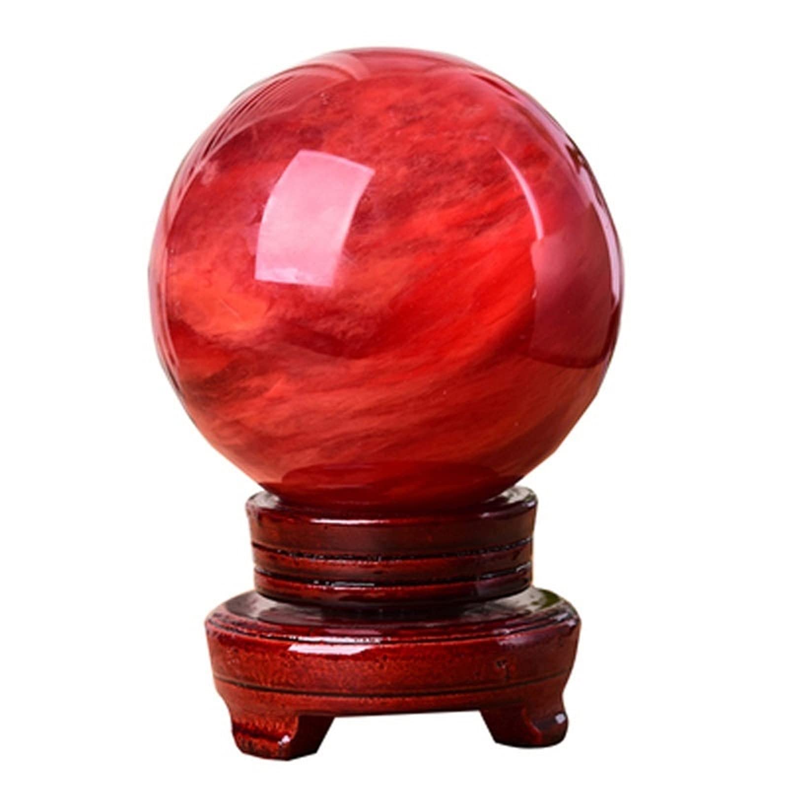 bola de cristal (en la magia occidental) Red Crystal Ball Adornos Casa de la Ciudad Divinación CRISTAL Bola Lucky Buena suerte Decoración del hogar Oficina Adornos bola de cristal(A10cm/3.93in)