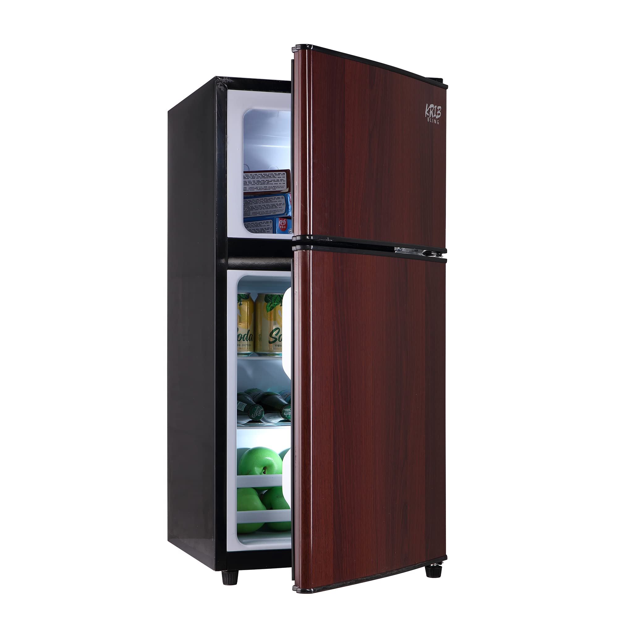 WZONICE98 mini fridge 3.5 cu ft Compact Freezer Wood Grain