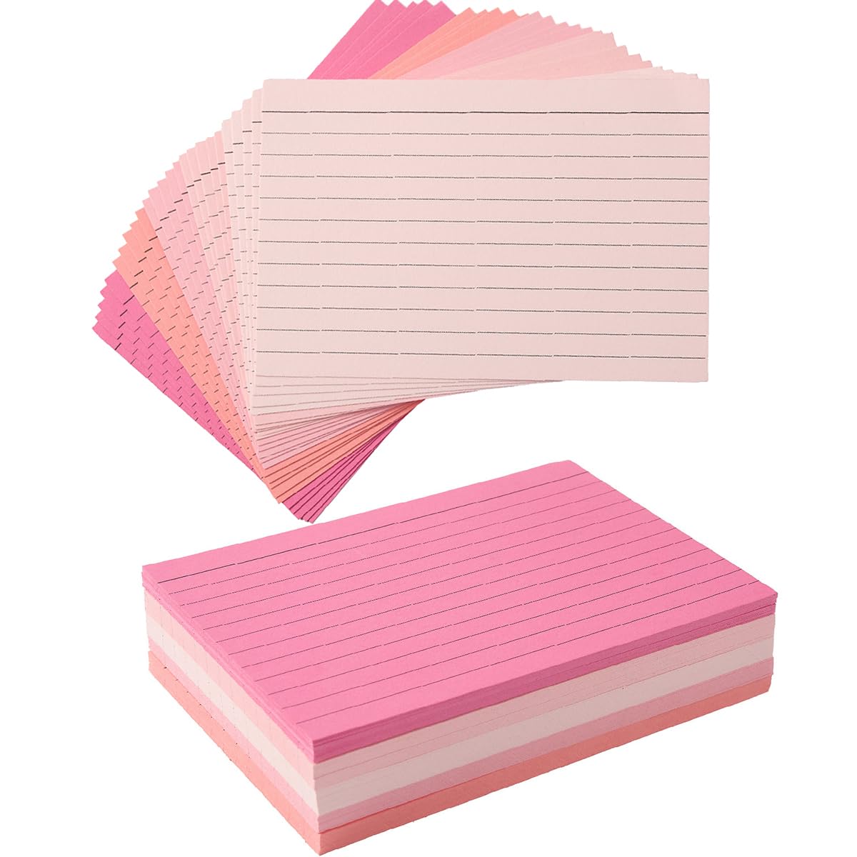 Topeen 100 Sheets Colored Ruled Note Cards Index Cards, 250 GSM Heavy Flashcards, 5 Colors (5 Pink, 4x6)