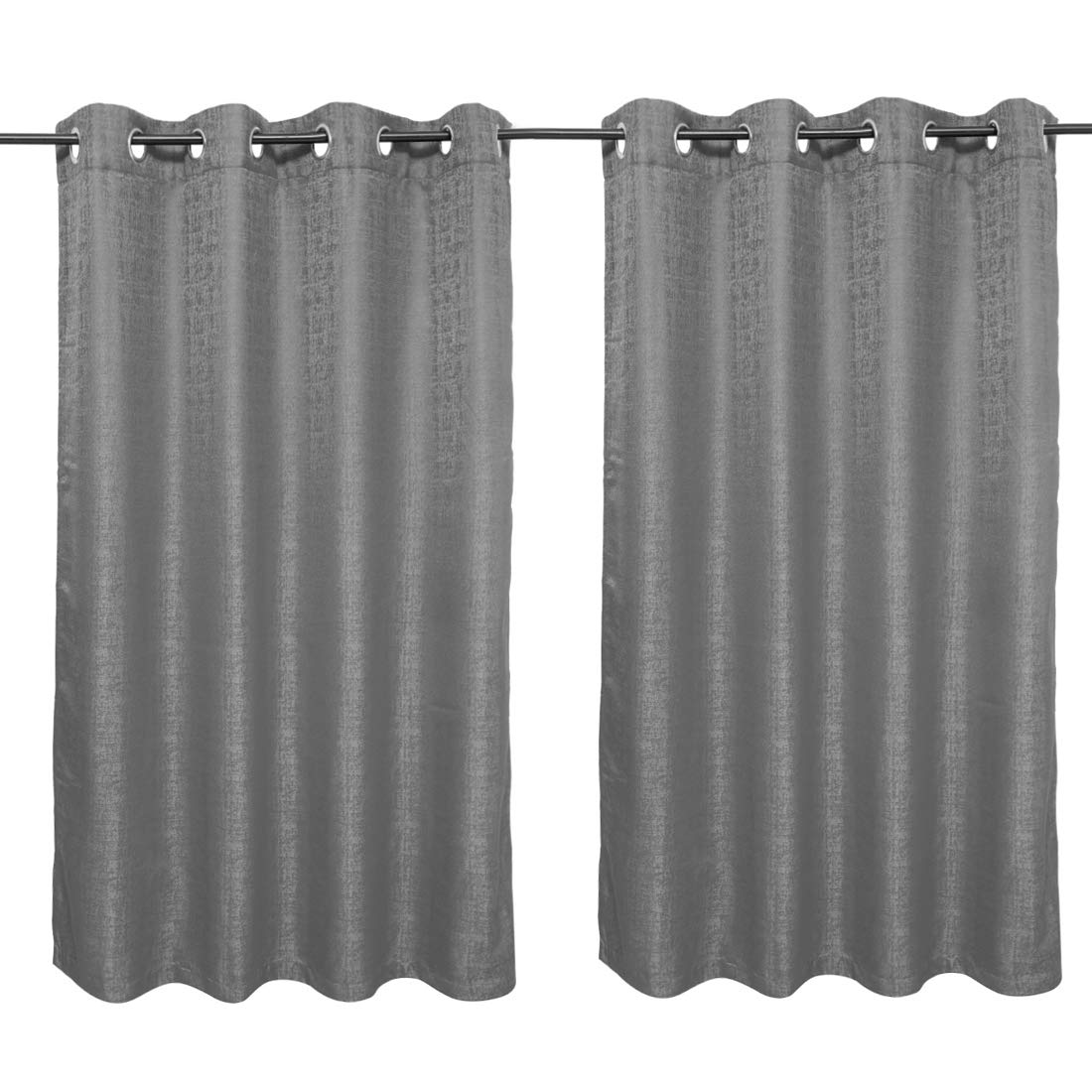 HomeTown Set of 2 Window Curtains Nora Solid Charcoal