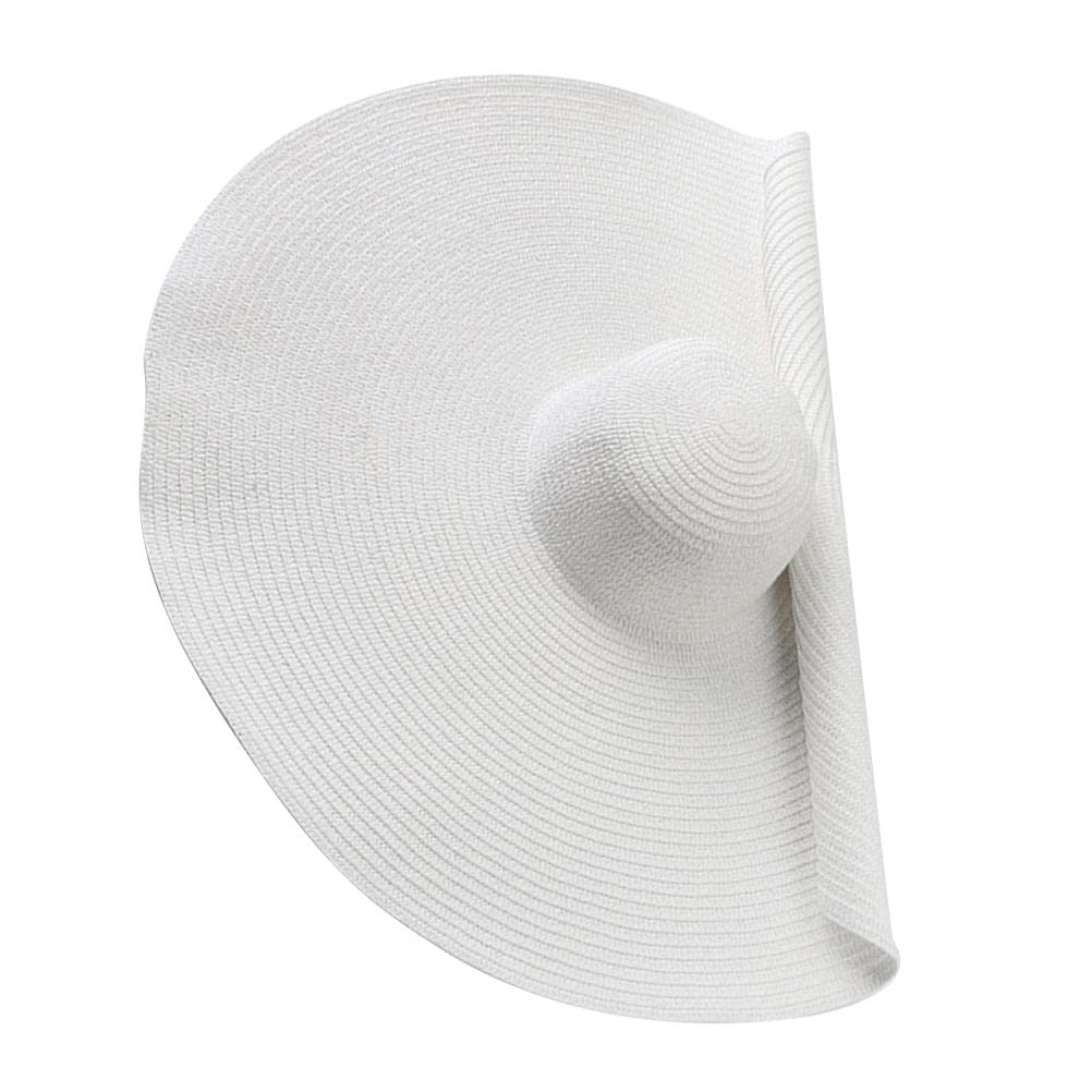 Btseury Women's B White Oversized Beach Straw Hats Floppy Hat Straw Straw Hat With Wide Brim Packable Beach Sun Protection Hat,