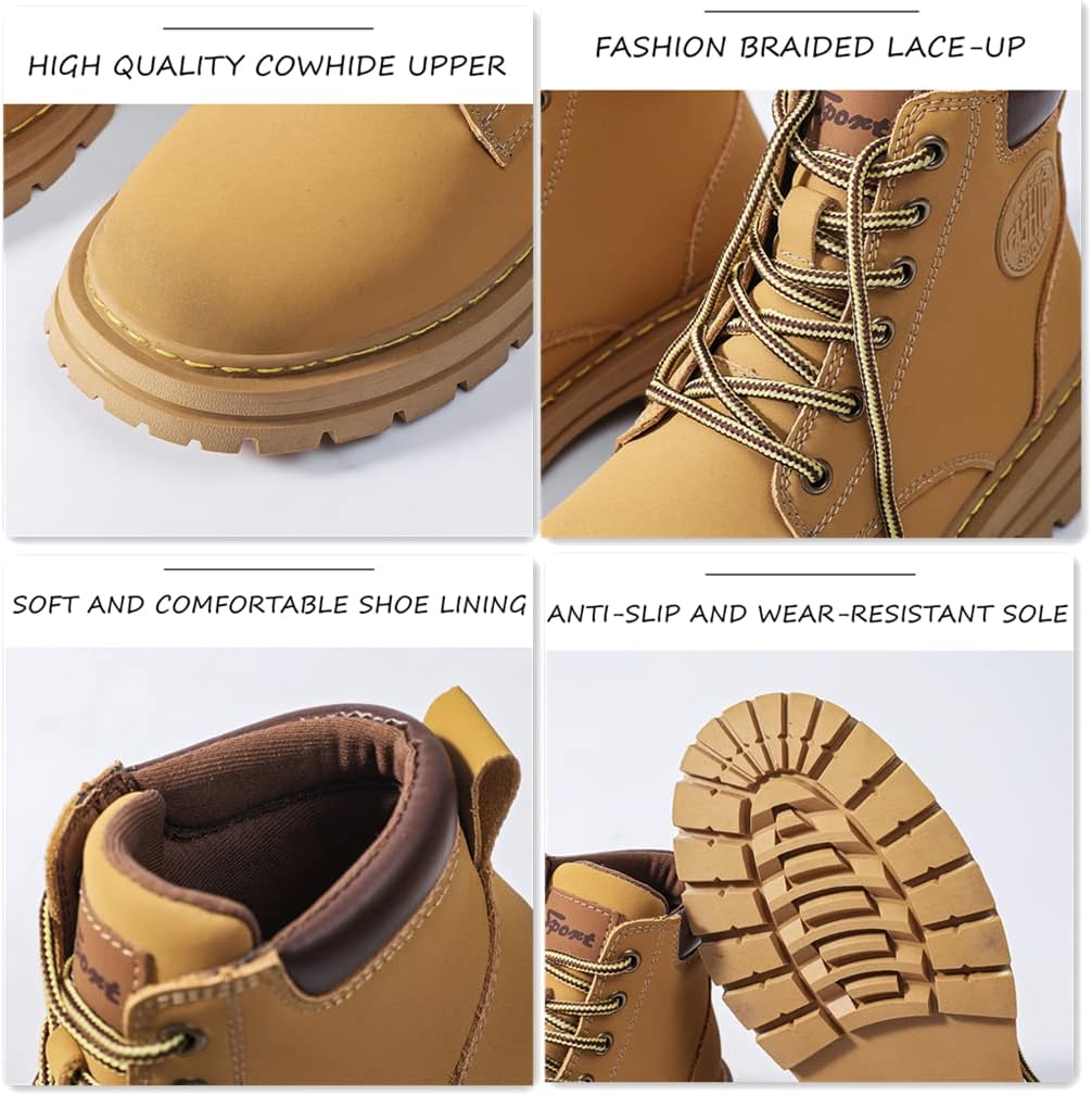 Veslexth Women's Waterproof Lace-Up Ankle Boots with Fur Lined Comfortable Insole Round Toe Winter Snow Shoes for Working Hiking Motorcycle Casual Boot