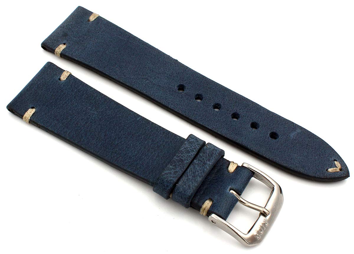 Rios1931 Sagittarius - Correa de reloj de piel de vacuno (22 mm), color azul