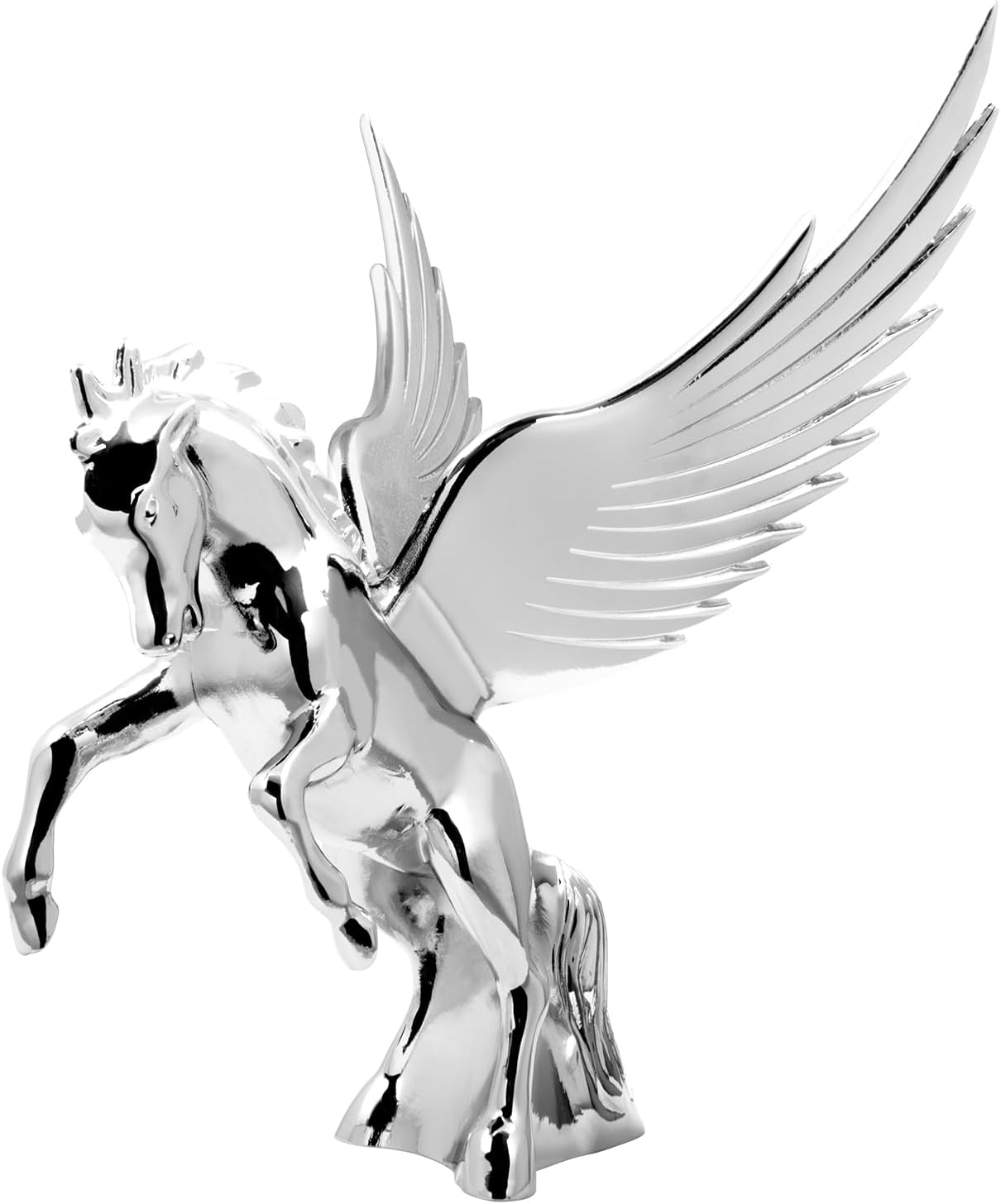 GG Grand General 48122 Chrome Fighting Stallion Hood Ornament with Nondetachable Windrider Wings