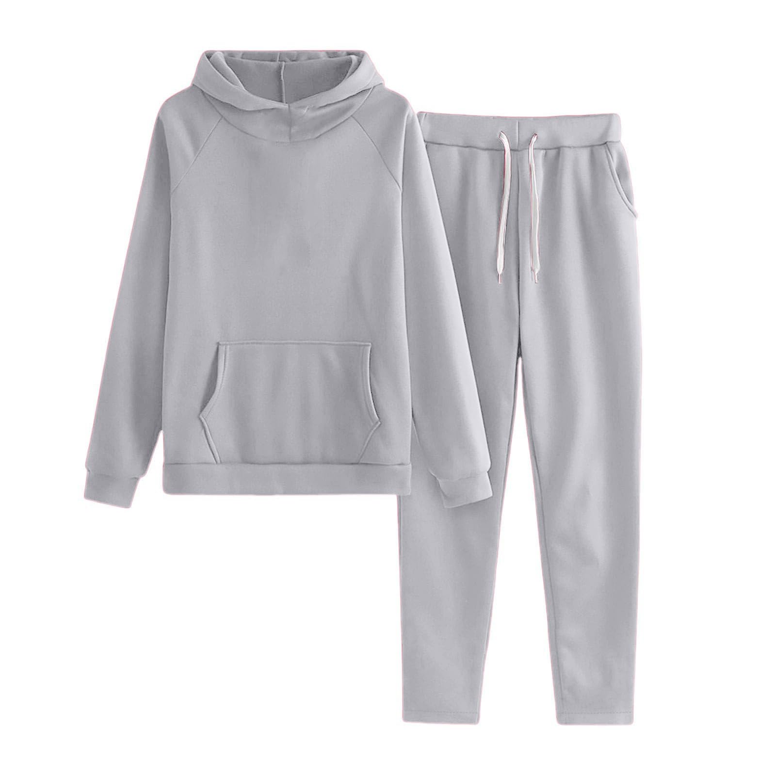 Ensemble de sweats à capuche en coton doux et uni pour filles - Ensemble de jogging chaud et mignon avec poches