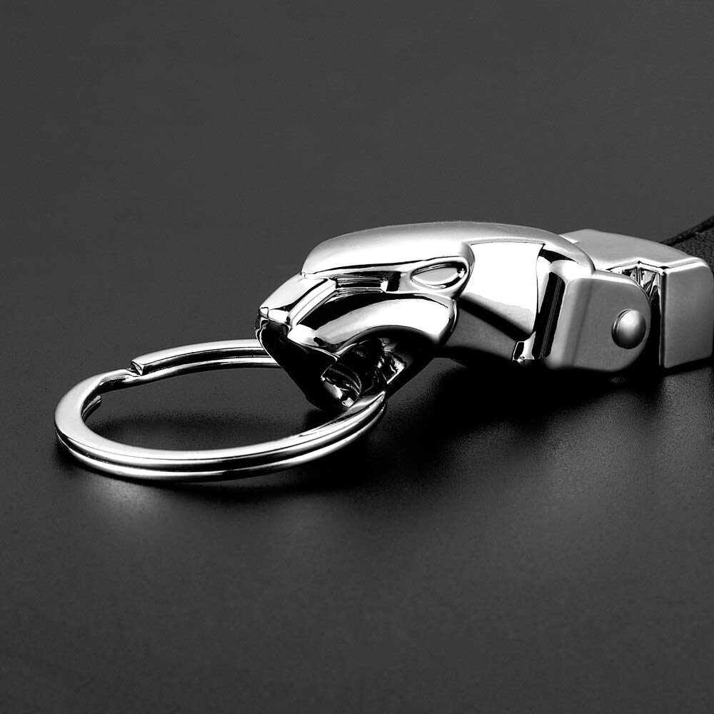 For Car - Car Luxury Leopard Head Genuines Leather Key Chain Key Rings Holder Metal Keychains for Jaguars F-PACE XJ XE XF XJ F-TYPE E-PACE
