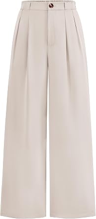KIRUNDO Wide Leg Pants for Women 2026 Dressy High Waisted Button Trousers
