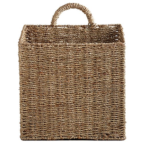 MyGift-125-Inch-Rustic-Woven-Wall-Hanging-Storage-Basket-Large-Decorative-Baskets-Magazine-and-Mail-Organizer-Basket MyGift 125 Inch Rustic Woven Wall Hanging Storage Basket Large Decorative Baskets Magazine and Mail Organizer Basket